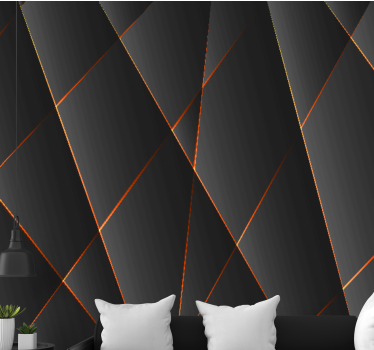 Black geometric effect 3d mural wallpaper - TenStickers