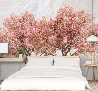 Blooming Pink Trees flower wall mural - TenStickers