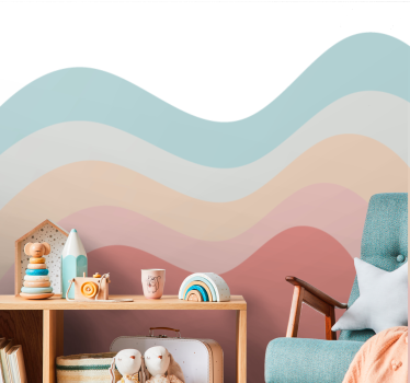 "Boho" rainbow waves abstract mural - TenStickers
