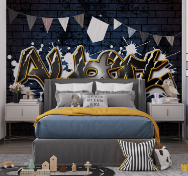 brick wall with name murals for teenage bedrooms - TenStickers