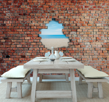 Broken Brick View 3D wall mural - TenStickers