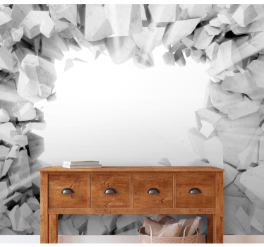 Broken Concrete Texture 3D wall mural - TenStickers