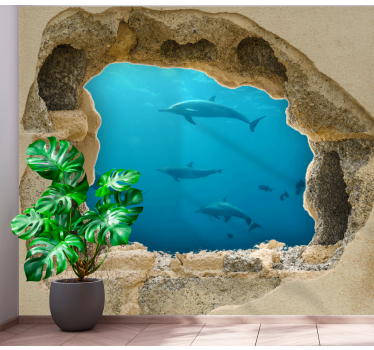 Broken wall 3D customizable photo custom mural - TenStickers