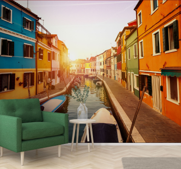 Burano's street 3d mural wallpaper - TenStickers