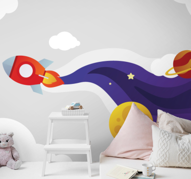 Cartoon launching rocket to space Children Wall Murals - TenStickers