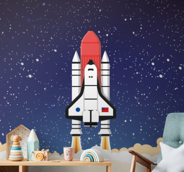Cartoon rocket launching to space Children Wall Murals - TenStickers