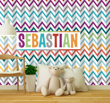 Kids wall mural colorful chevron design - TenStickers