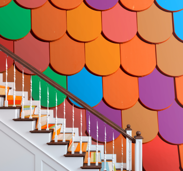 Colorful roof tiles pattern Bathroom Wallpaper - TenStickers