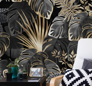 Dark tropical vintage leafs nature murals - TenStickers