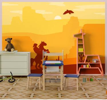 Kids wall mural cowboy on horse - TenStickers