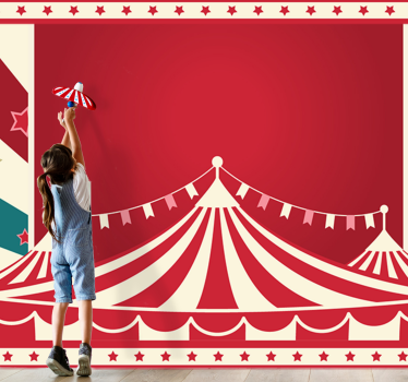 Fantasy circus banner red background Children Wall Murals - TenStickers