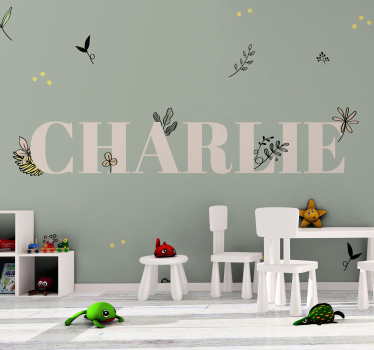 Floral Name Design kids wall mural - TenStickers