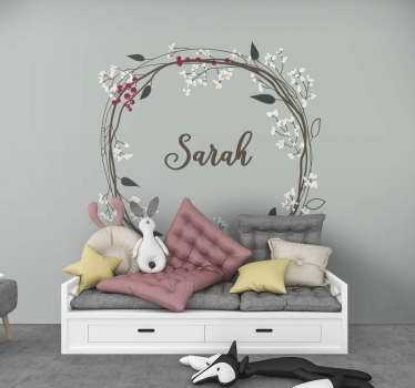 Flower wreath with name  custom murals - TenStickers