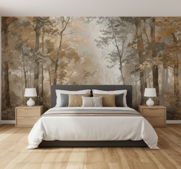 Forest wall mural amber autumn grove - TenStickers