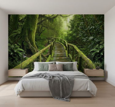 Forest wall mural lush mossy boardwalk - TenStickers