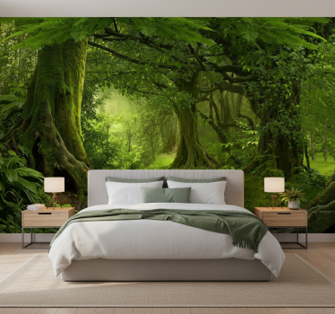 Forest wall mural lush woodland retreat - TenStickers