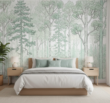 Forest wall mural mint woodland design - TenStickers
