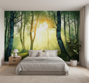 Forest wall mural sun-drenched birch design - TenStickers