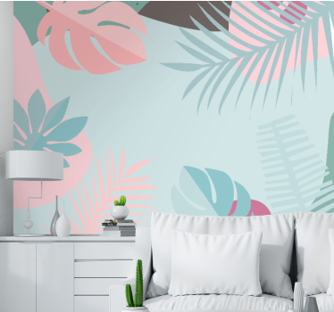 Green Abstract Tropical Leaf nature murals - TenStickers