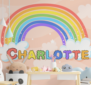 Kids wall mural customized rainbow design - TenStickers