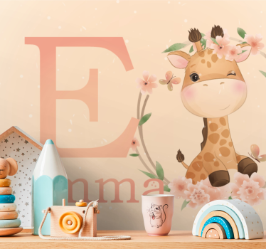 Kids wall mural cute giraffe design - TenStickers