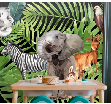 Kids wall mural elephant and friends - TenStickers