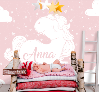 Kids wall mural playful unicorn design - TenStickers