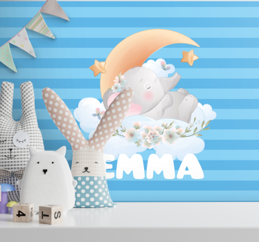 Kids wall mural sleeping elephant design - TenStickers