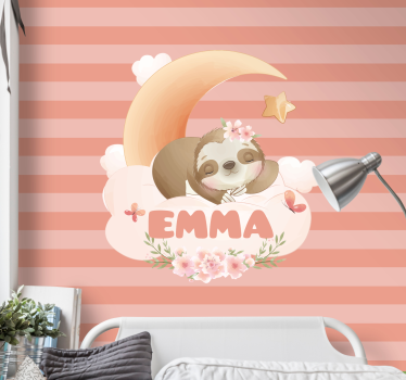 Kids wall mural sloth with moon - TenStickers
