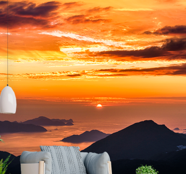 Landscape wall mural sunset over ocean - TenStickers