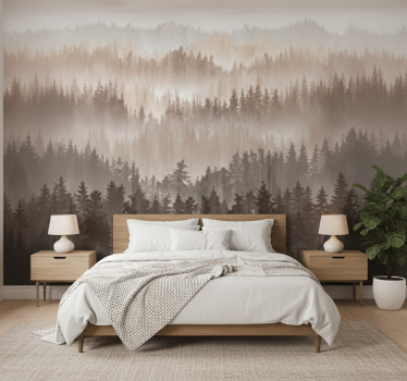 Landscape wall mural wooden forest layers - TenStickers