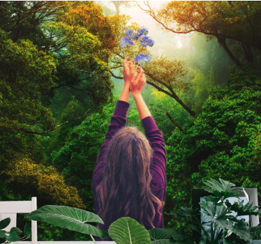 Nature wall mural reaching for blooms - TenStickers