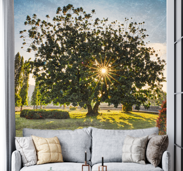 Nature wall mural sunny tree view - TenStickers