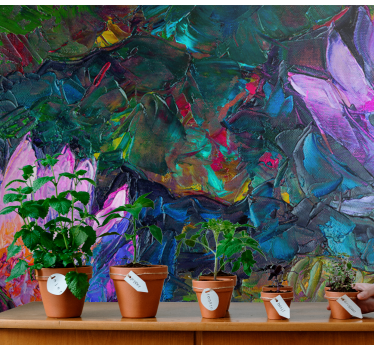 Oil painting Lotus mural wallpaper - TenStickers