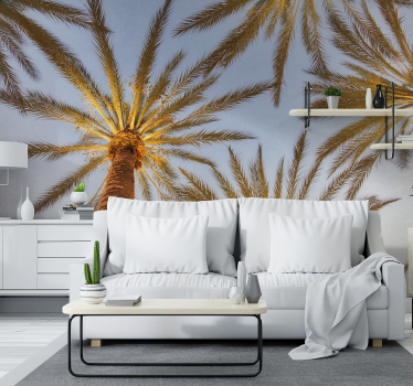 Palm tree and blue sky landscape wall mural - TenStickers