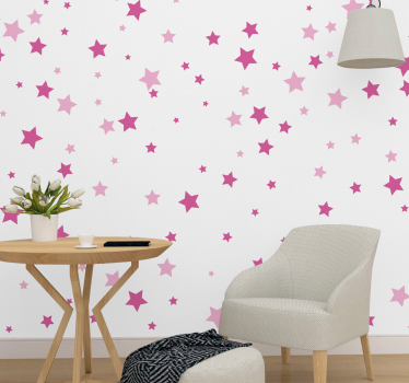 Pink falling stars Nursery Wall Mural - TenStickers