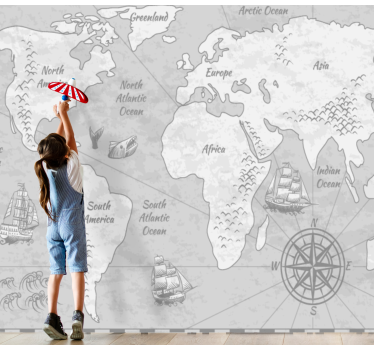 Pirate treasure locations world map wall mural - TenStickers