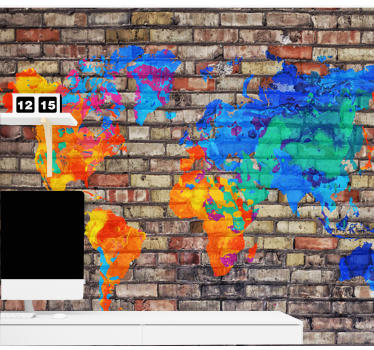 Political full color  world map wall mural - TenStickers