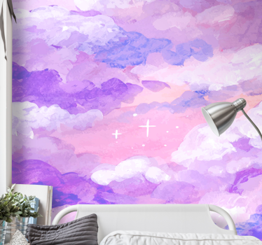 Purple clouds from below Bathroom Wall Murals - TenStickers
