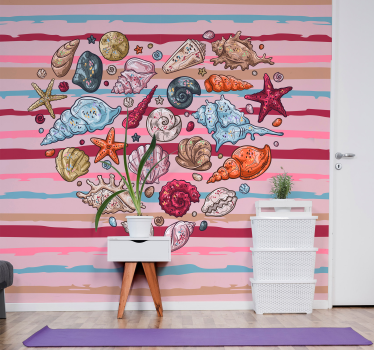 Kids wall mural shells and sea life - TenStickers