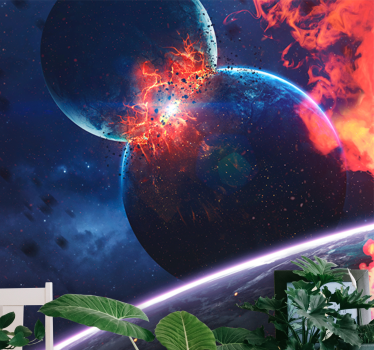 Space wall mural explosive cosmic collision - TenStickers