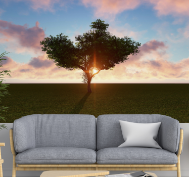 Tree mural sunlit solitary tree - TenStickers