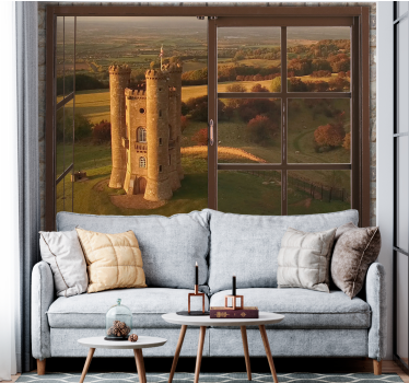 Sunset with castle landscape 3d mural wallpaper - TenStickers