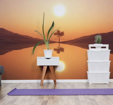 Tree at sunset wall mural - TenStickers