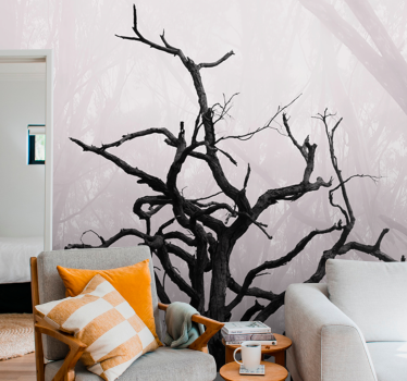 Tree mural intricate branches silhouette - TenStickers