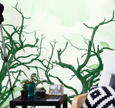 Tree mural intricate tree silhouettes - TenStickers