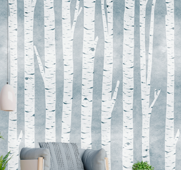 Tree mural white birch forest design - TenStickers