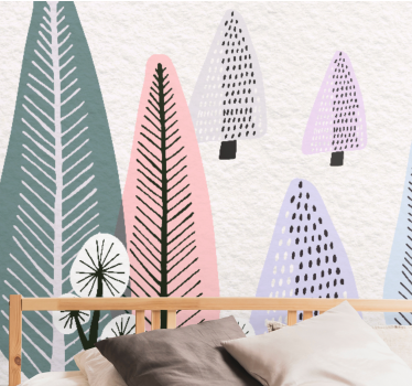 Tree mural with decorative leaf patterns - TenStickers