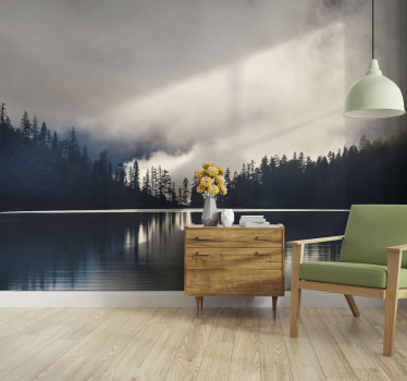 Trees and reflections on water landscape murals - TenStickers