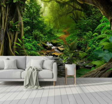 Tropical forest oasis forest wall mural - TenStickers